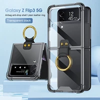 case for samsung galaxy z flip 3 flip3 5g case transparents bumper stander anti knock protection cover for samsung z flip 3 case