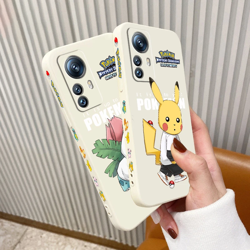 

Pokemon Pikachu Bulbasaur Phone Case For Xiaomi Mi 13 12S 12 12X 12T 11i 11T 11 10 10S Pro Lite Ultra 5G Liquid Left Rope