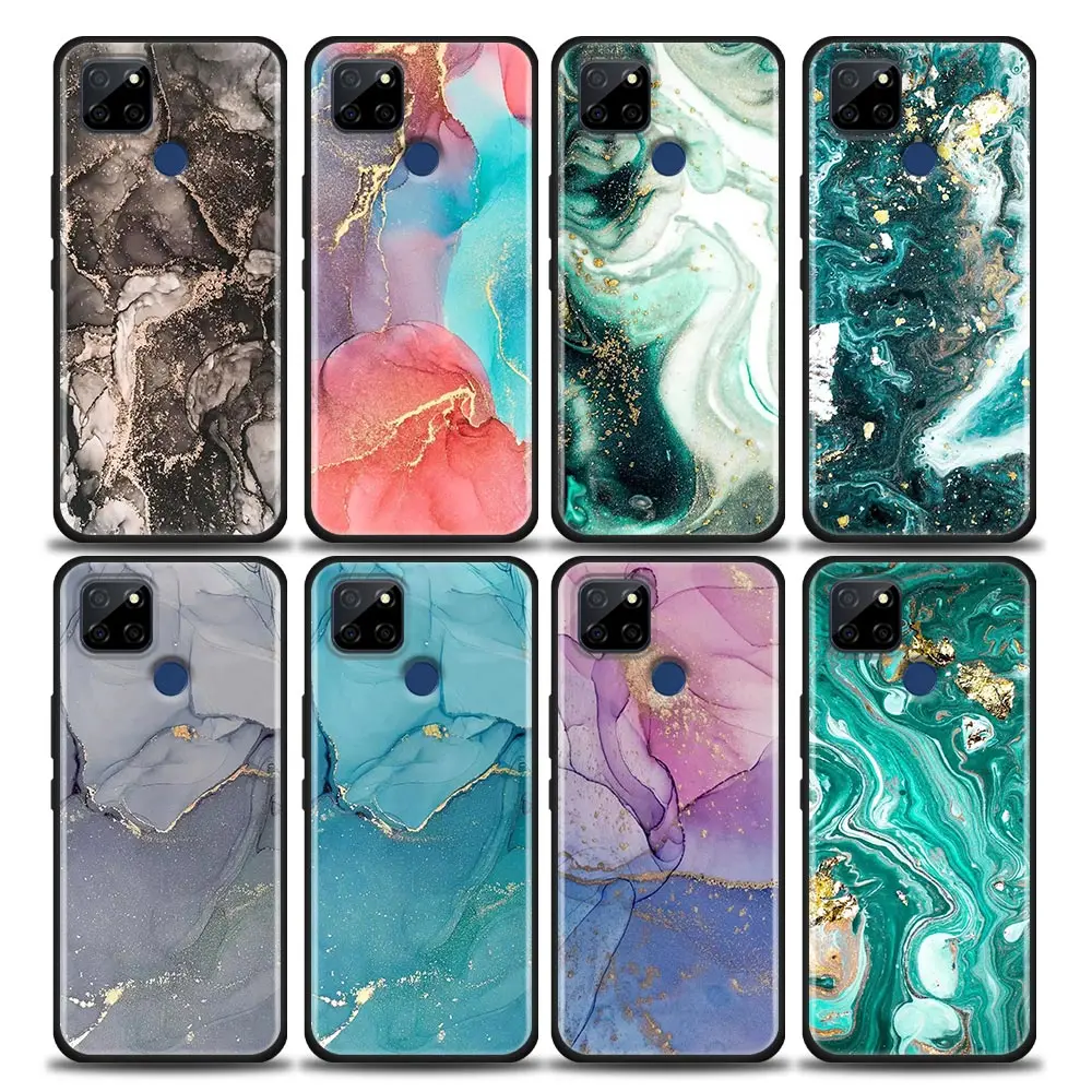 

Watercolor Painting Marble Cover Phone Case For OPPO Realme X50 XT X 11 10 9 9I 8 8I 7 6 Pro Plus 5G Case Funda Coque Shell Capa