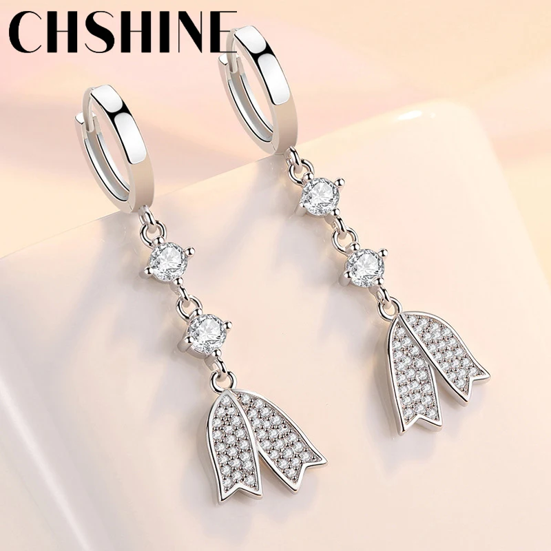 

CHSHINE 925 Sterling Silver Bowknot AAAAA Zircon Earrings for Women's Wedding Banquet Charm Gift Jewelry