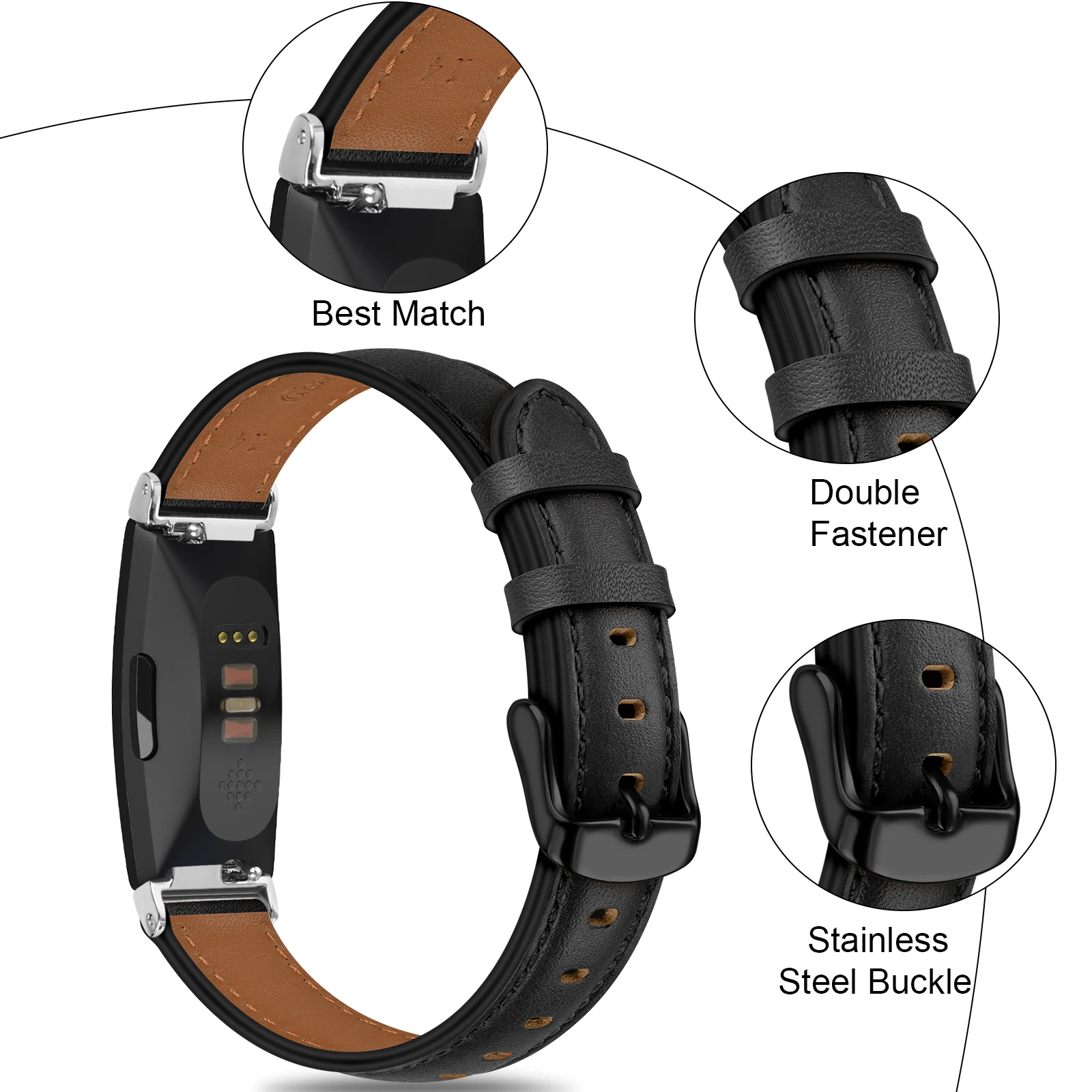 Leather Strap for Fitbit Inspire/inspire 2/inspire HR Band  Wristband Bracelet Watchband for Fitbit ACE 2/ACE 3 Smartwatch Band