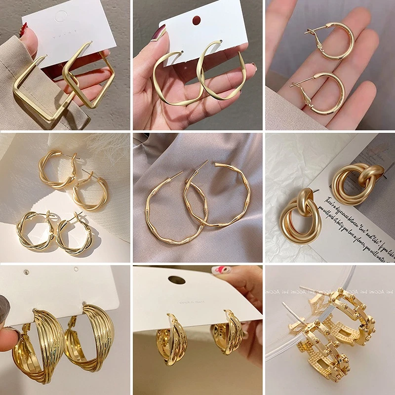 

New Design Stainless Steel Women's Big Hoop Earrings 925 Silver Big Hoops Gold Color Circle Round Earrings for Women 1 Pair