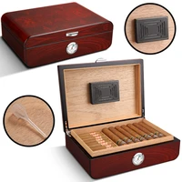 cigar humidor with hygrometer humidifier vintage elegant cigar humidor fit for 48pcs cedar wood cigar humidor box piano paint
