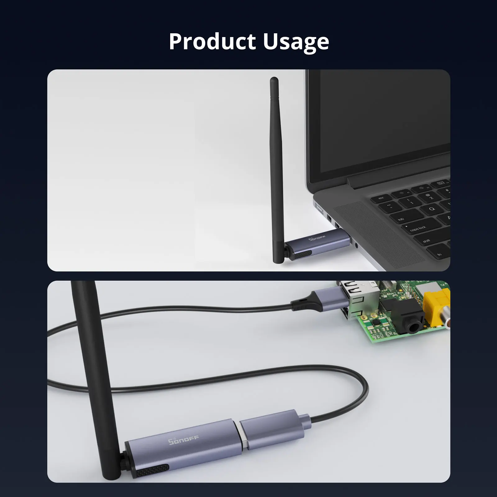Фото SONOFF Dongle Plus MG24 Zigbee Thread USB-ключ EFR32MG24 Новый мощный чип Max 4,5 дБи Высокоместная антенна Алюминий Zigbee2MQTT №4