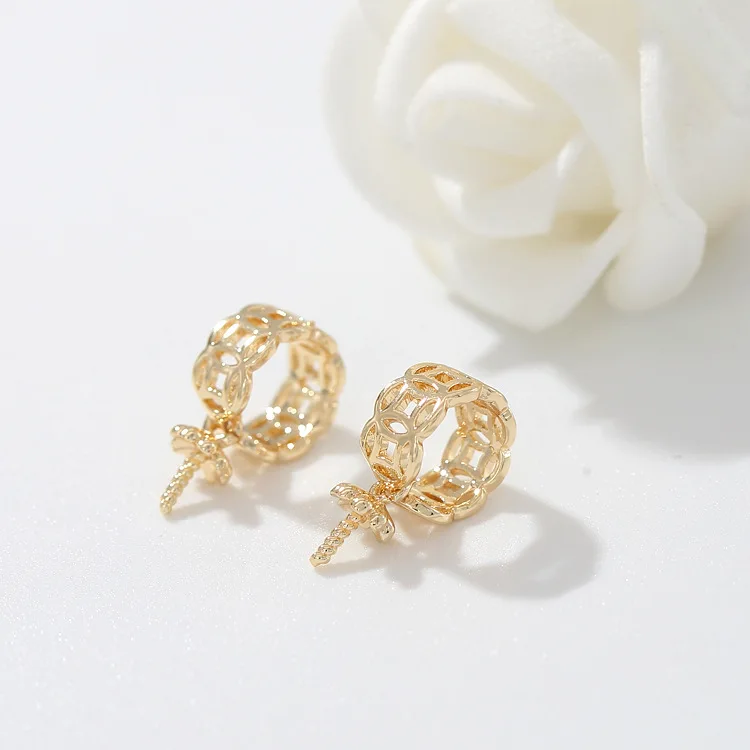 

Из 14-каратного золота с Цвет с латунным покрытием Цветок Половина Жемчуг с отверстиями бусины подключения Подвески бусины в форме высокое к...