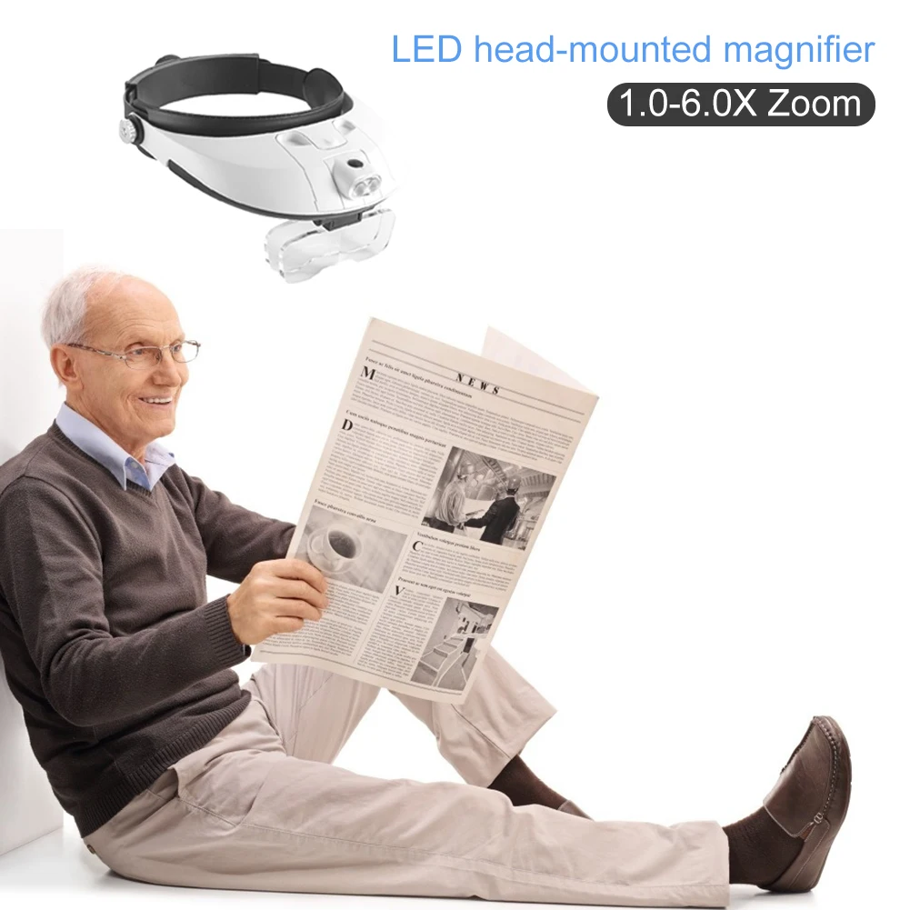 

Multi-functional Magnifying Glass Lens Jewelry Head-mounted Loupe Magnifier Elder Reading for Household Reading Books
