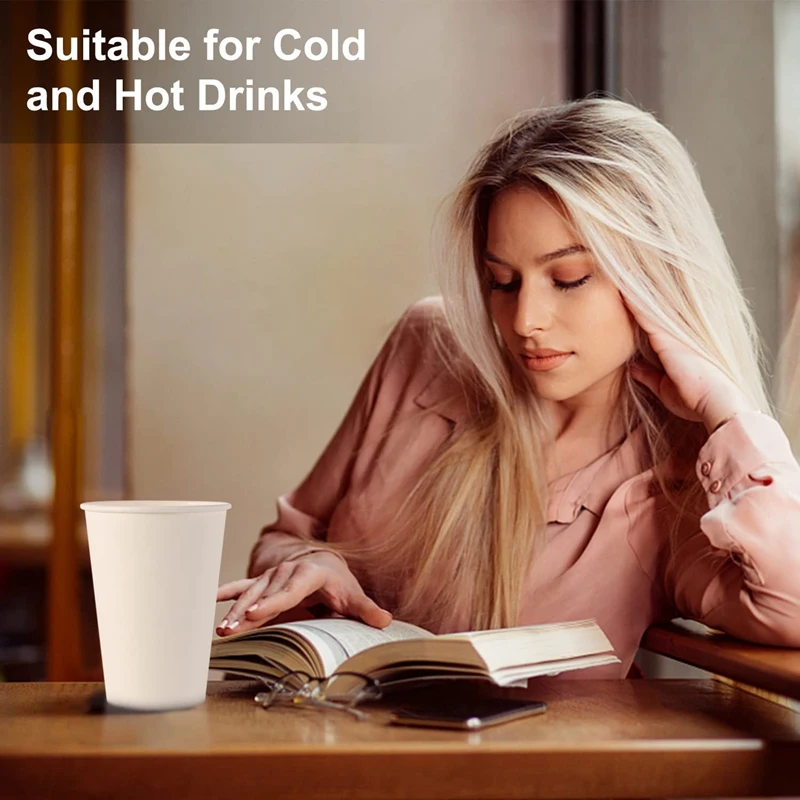 16 унций 100 упаковок бумажных стаканчиков кофейных для горячей воды быстрое