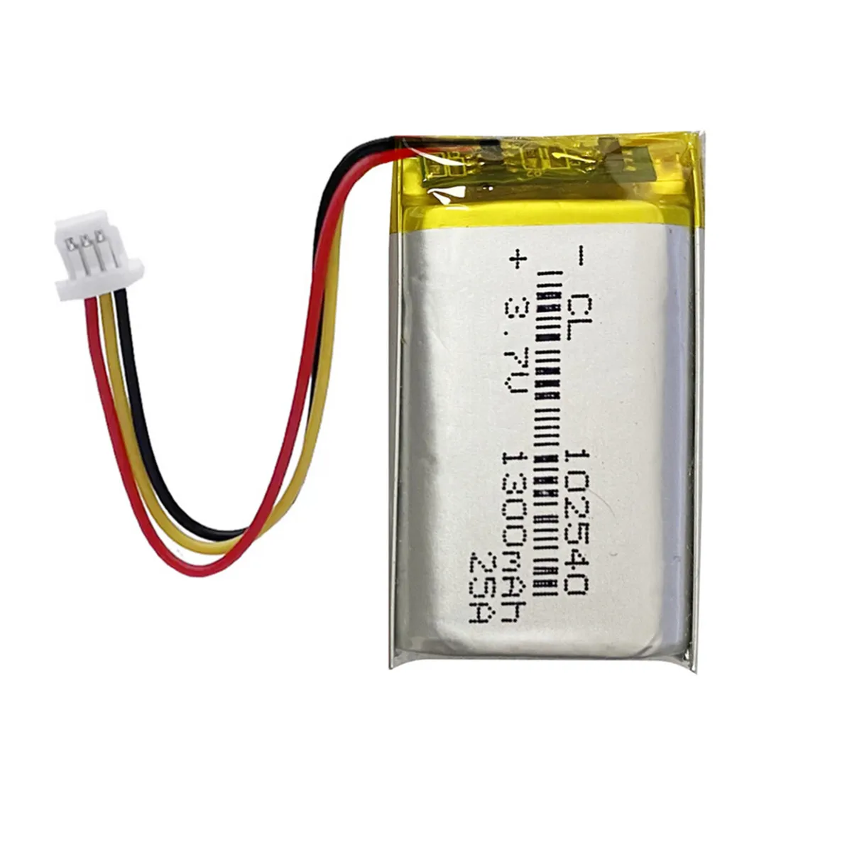Фото Литий-полимерный перезаряжаемый аккумулятор 3.7V 1300mAh 102540 с разъемом JST 3Pin 1.0mm для видеорегистраторов, GPS-трекеров, камер для авто (DVR, DVC) №5