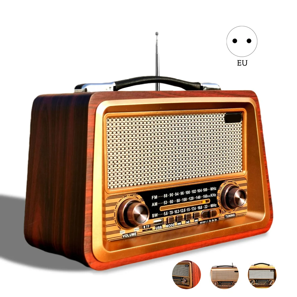 

Rustic Portable Wireless Radio Country Bass Sound Tabletop Full Wave Speaker MP3 Player Home Kitchen Travel AU Plug