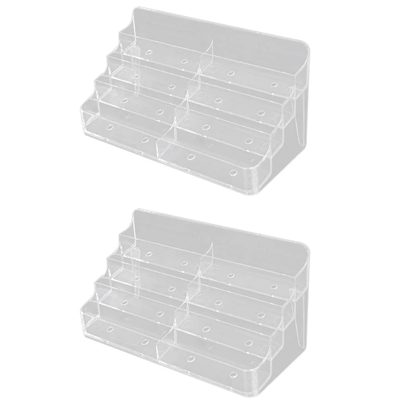 

2X Business Card Holder,8 Pocket Acrylic Business Card Holder For Desk Business Card Stand Desktop Business Card Holders