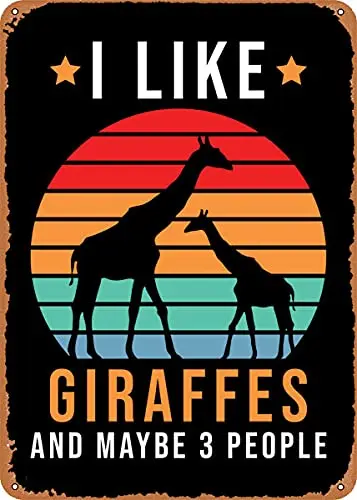 

Винтажный металлический знак с изображением жирафа в стиле ретро, 8x12 дюймов