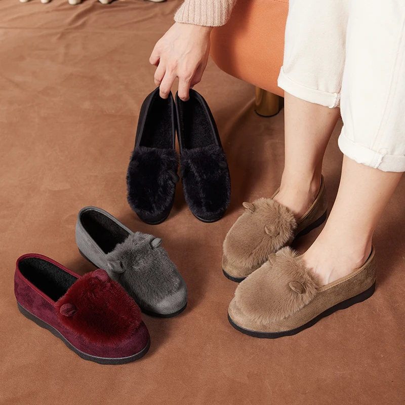 Cotton shoes women's winter plus velvet thickening new wear autumn and winter peas shoes 2751