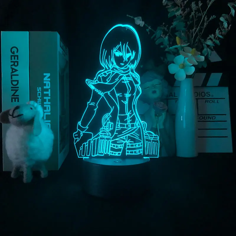 

3d Lamp Anime Attack on Titan Mikasa Ackerman Figure Led Light for Bedroom Decor Nightlight Manga Birthday Gift Led Night Light