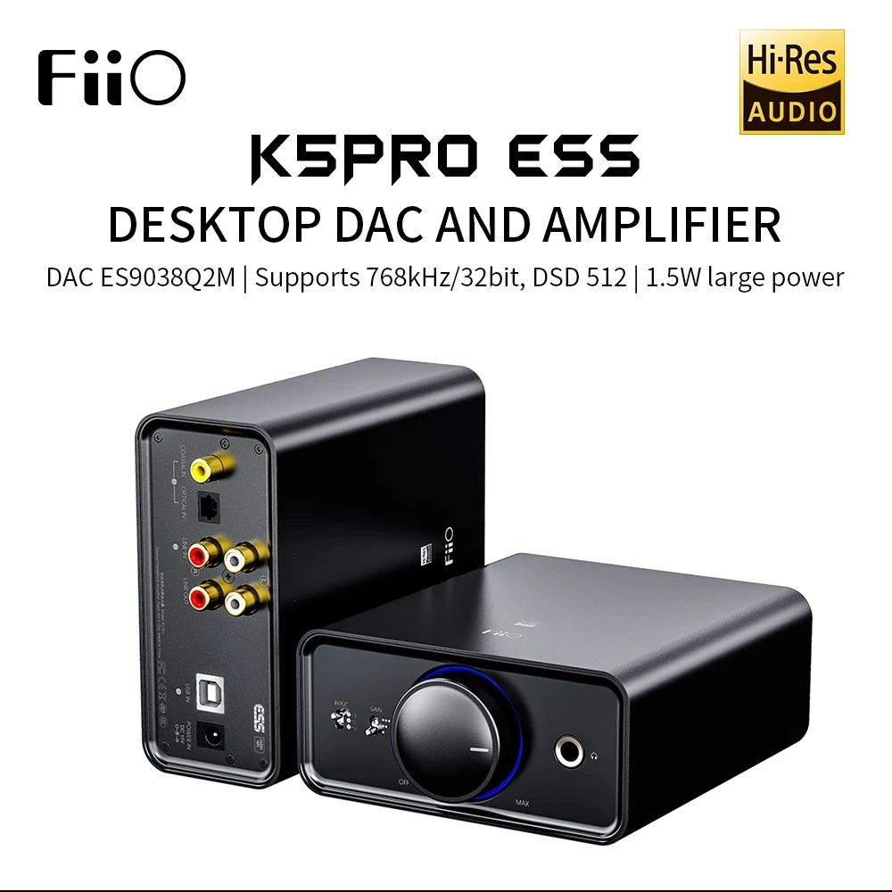 (Free gfit)+ FiiO K5 Pro ESS ES9038Q2M|768K/32Bit and DSD decoding Deskstop DAC Amplifier for Home Computer |