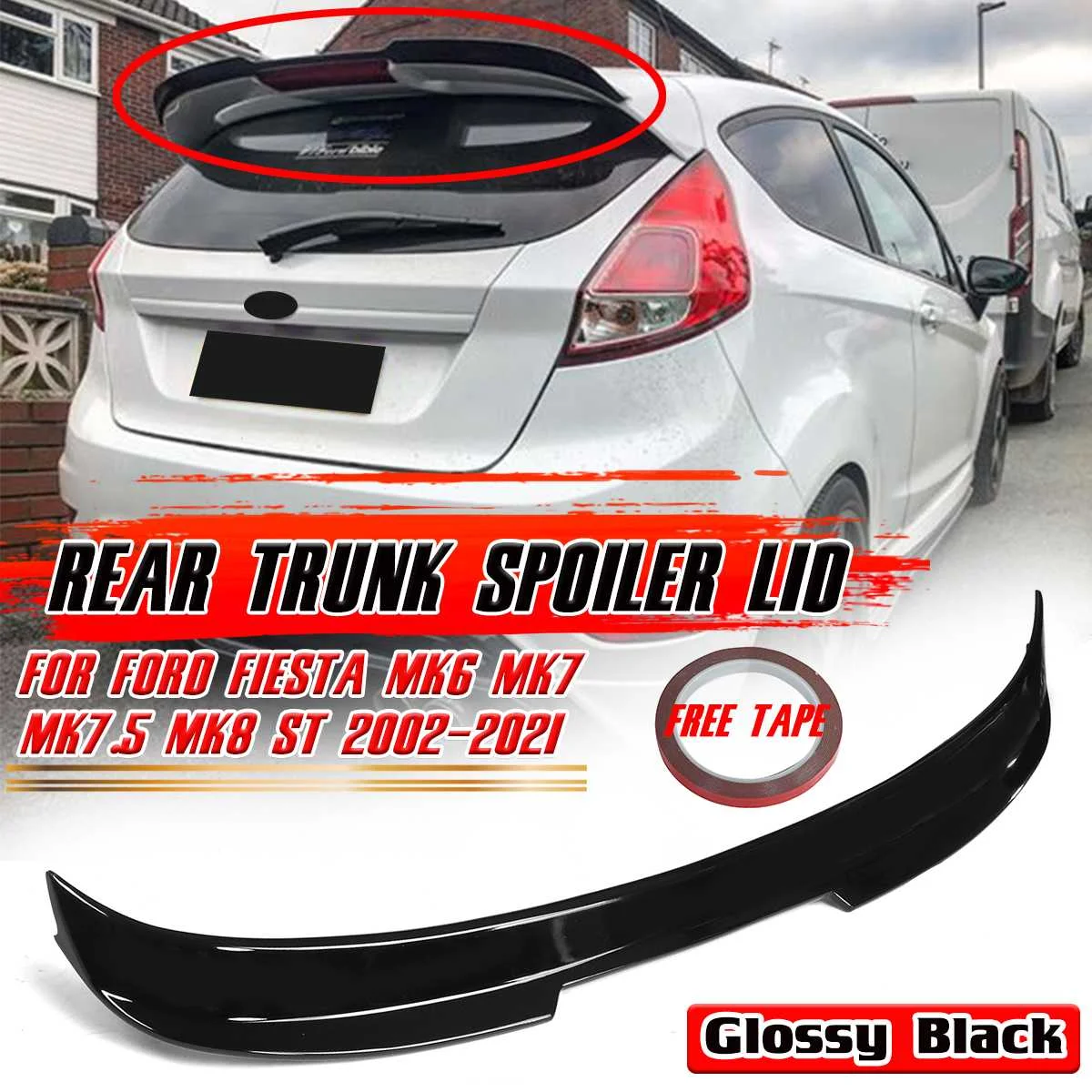 

New MK7 MK7.5 Car Rear Spoiler Wing Trunk Lip FOR FORD FOR FIESTA MK7 MK7.5 All Modles 2008-2018 Rear Trunk Spoiler Boot Wing