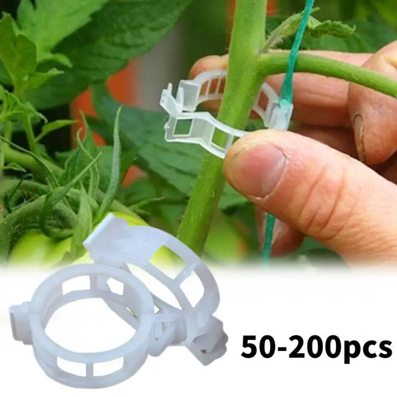 

50-200Pcs Plastic Plant Support Clips For Tomato Hanging Trellis Vine Connects Plants Greenhouse Vegetables Garden Supplies
