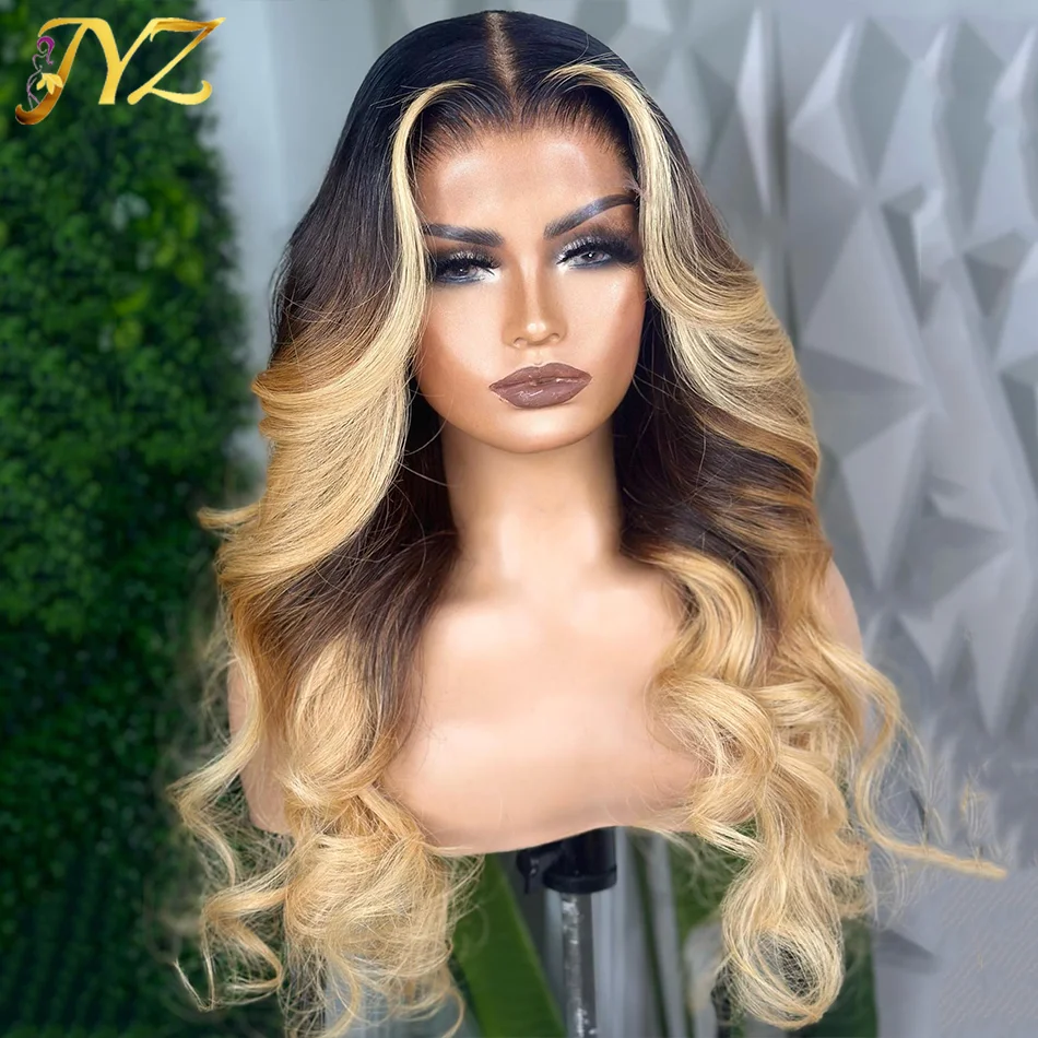 

200% Highlight Lace Frontal Wigs Human Hair Honey Blonde Body Wave Lace Front Wigs For Women Natural HD Full Lace Closure Wig