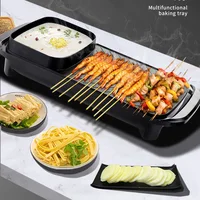 2 in 1 Hot Pot Grill BBQ Electric Grill Hot Pot Smokeless Barbecue Machine Non stick Pan Mulitpurpose Kitchen Barbecue Grills