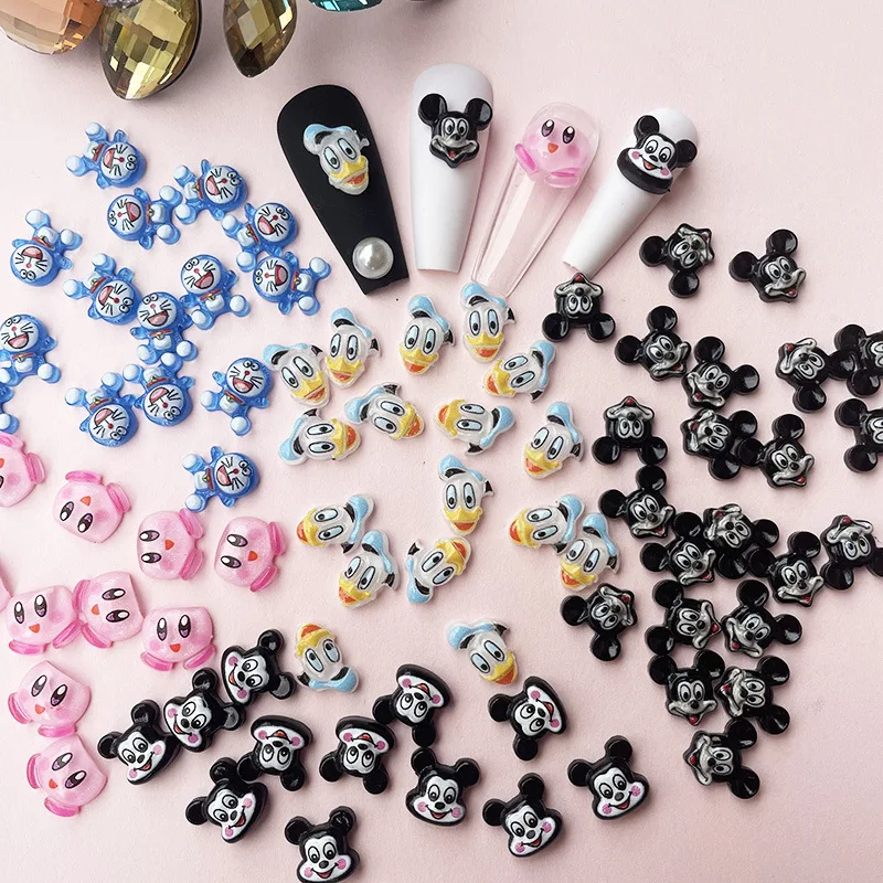 

Mickey Minnie Mouse False Nail Patches DIY Jewelry Decoration Accessories Donald Duck Nail Sticker for Girl Nail Tips Parts Gift