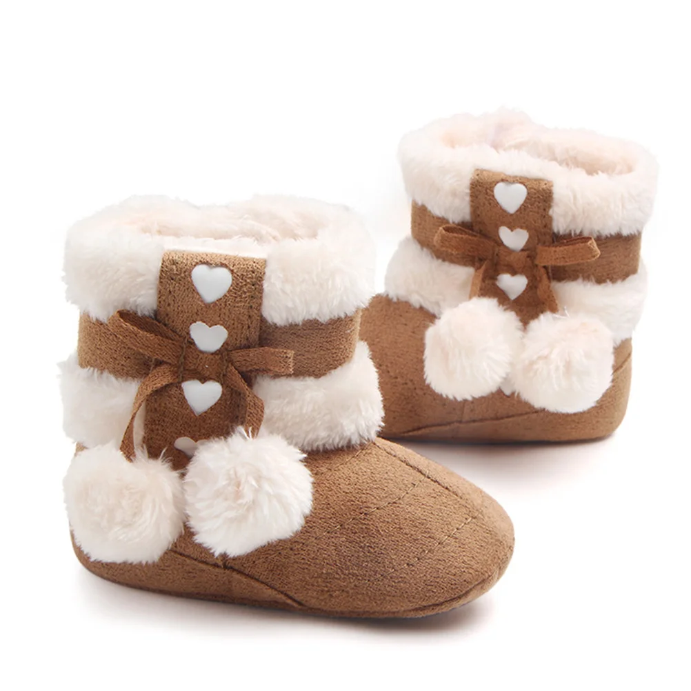 

Рождественская обувь для малышей, зимние плюшевые пинетки, хлопковые зимние сапоги для новорожденных девочек