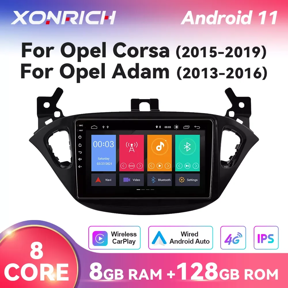 

NEW2023 Wireless Carplay 128GB GPS Android Car Multimedia Player for Opel Corsa 2015 - 2019 for Opel Adam 2013-2016 IPS 8GB Radi