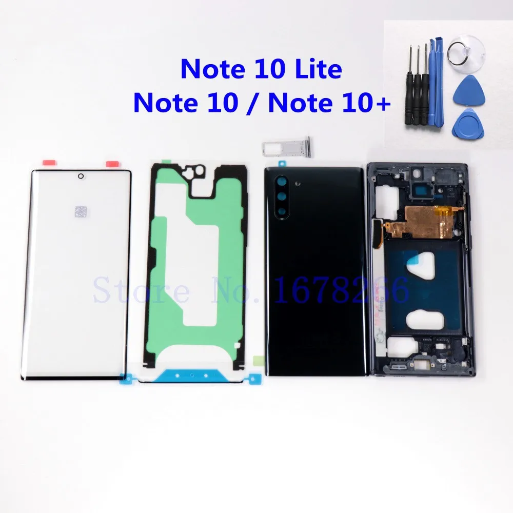 

Original Back Battery Cover Glass Full Housing For SAMSUNG Galaxy Note 10 N970 Note10 Plus N975 Note10+ Middle Frame