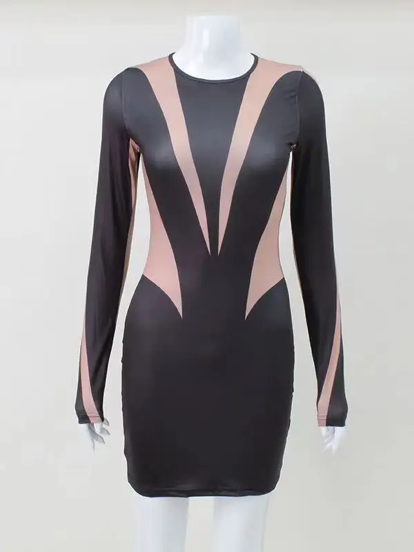 

2023 new women's hip bag sexy skirt splicing skin-friendly slim girl trend outside to wear dress.