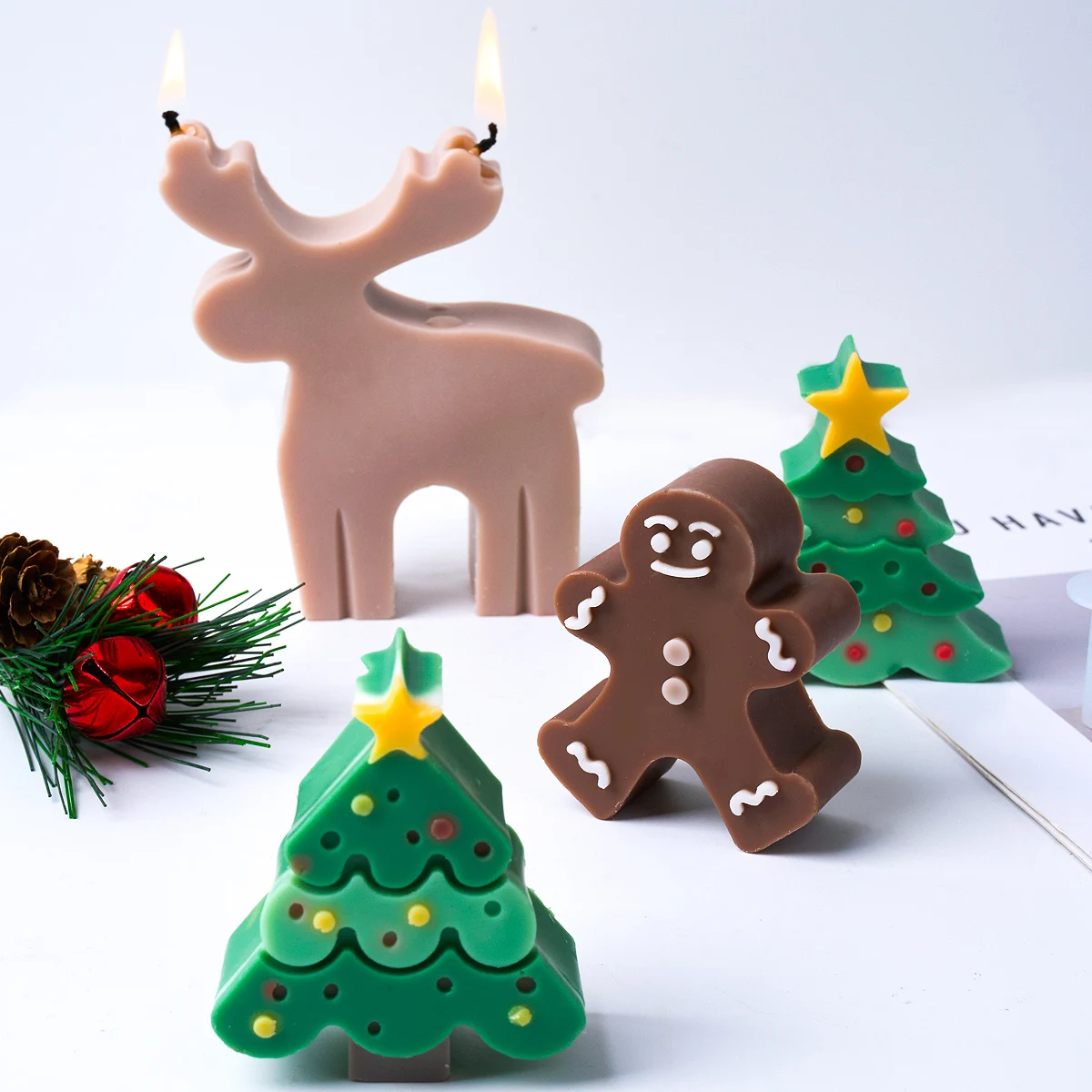 Силиконовая форма в виде рождественской елки для свечей сделай сам формы