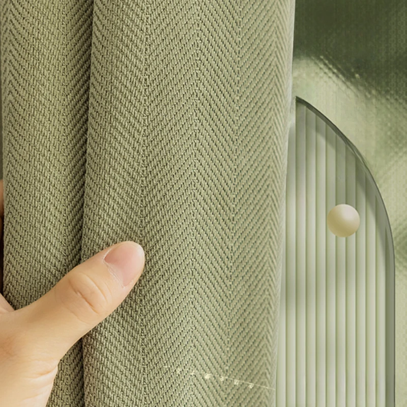 

Simple Solid Color Bay Window Drape Home Bedroom Blackout Curtain Large Area Living Room Sunscreen Curtains Hotel Thick Drapes