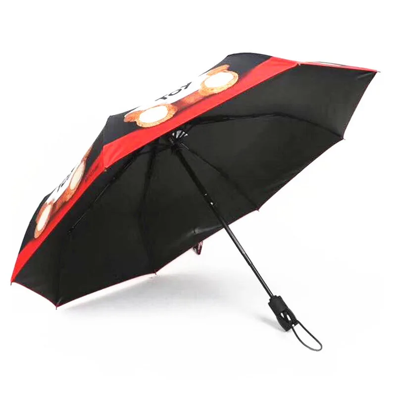 

Creative Cartoon Vinyl Automatic 3-folding Sunscreen Umbrella With Zero Light Transmission Tide Product Sunny Gift Box Umbrella