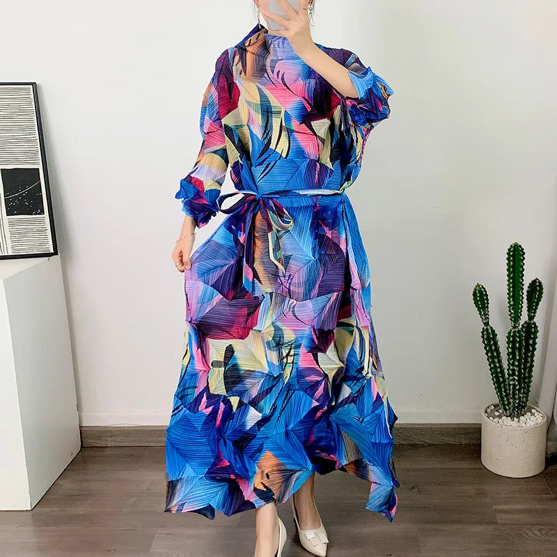 

Женское плиссированное платье миаке, длинная юбка в западном стиле, оригинальный дизайн, весна-лето 2023