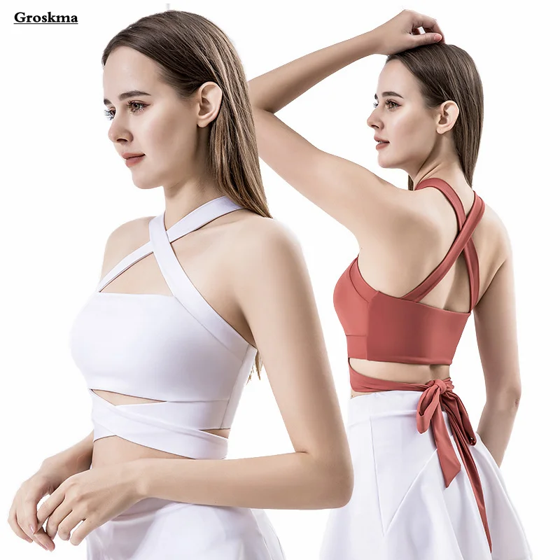 

Fitness Gym Tank Tops Women Yoga Bra Bandage Cross 2022 Workout Sportswear Running Vest Clothing Roupa De Academia Feminina