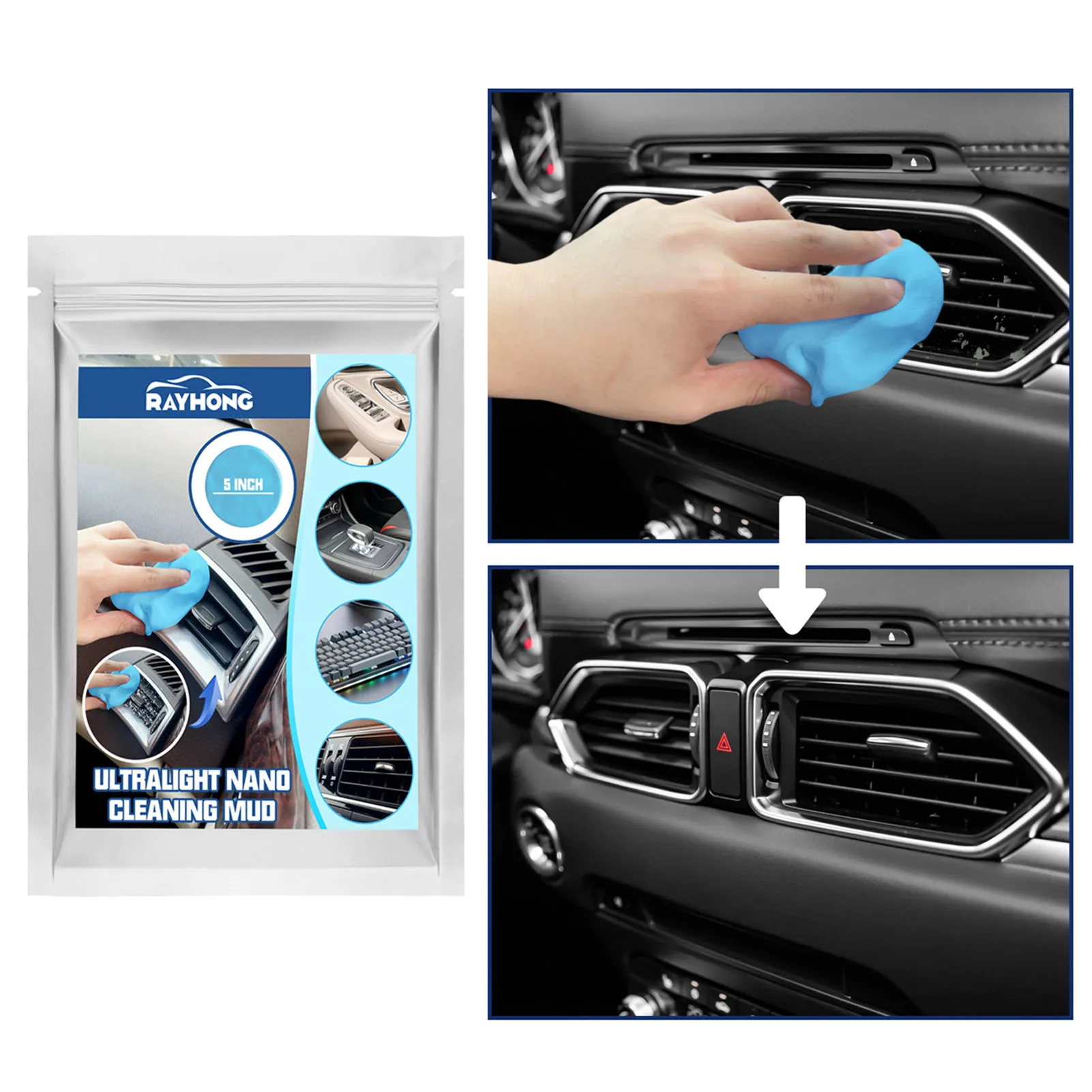 

Car Cleaning Gel Reusable Cleaning Gel For Car Detailing Putty Car Vent Cleaner Auto Air Vent Interior Detail Removal Cleaner