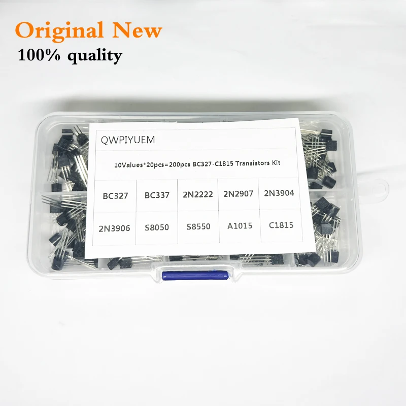 Transistor Assortment Kit 10value 200PCS BC337 BC327 2N2222 2N2907 2N3904 2N3906 S8050 S8550 A1015 C1815 Transistors box pack |