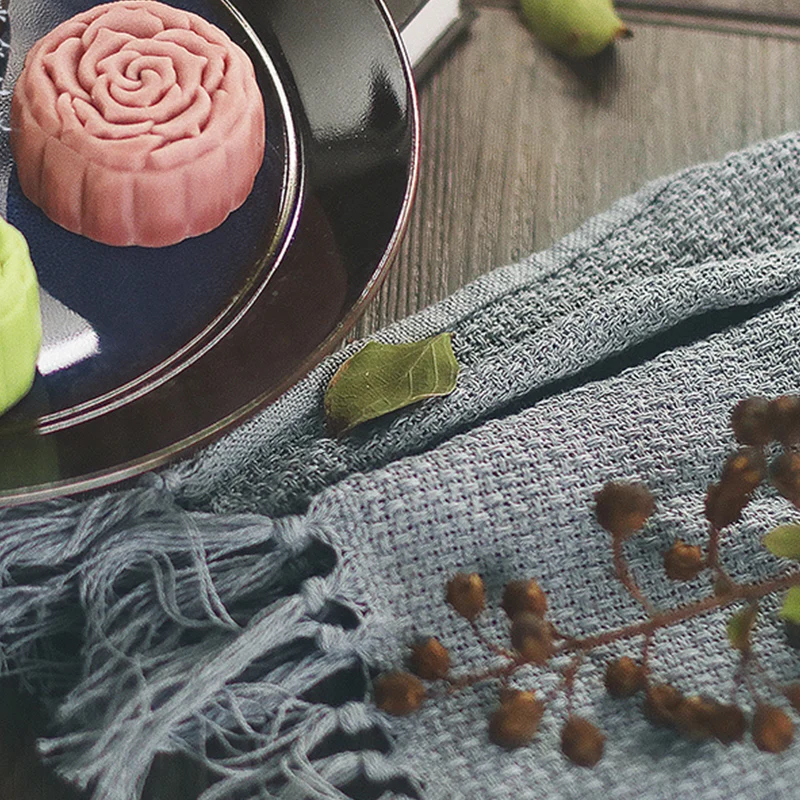 Салфетка из хлопка и льна с кисточками в стиле ретро | Дом сад