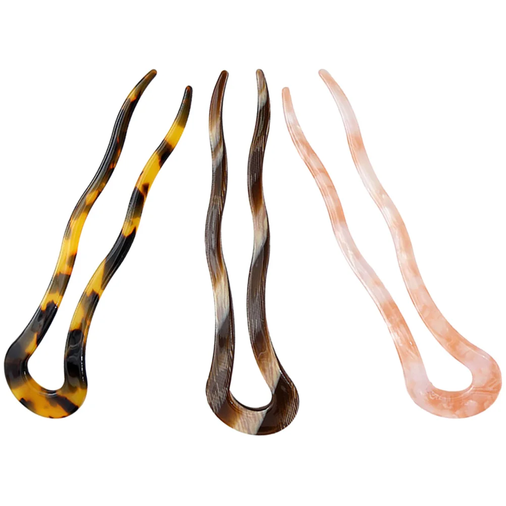 3 шт. аркуш из ацетата целлюлозы шпилька для волос вилка в форме булочки