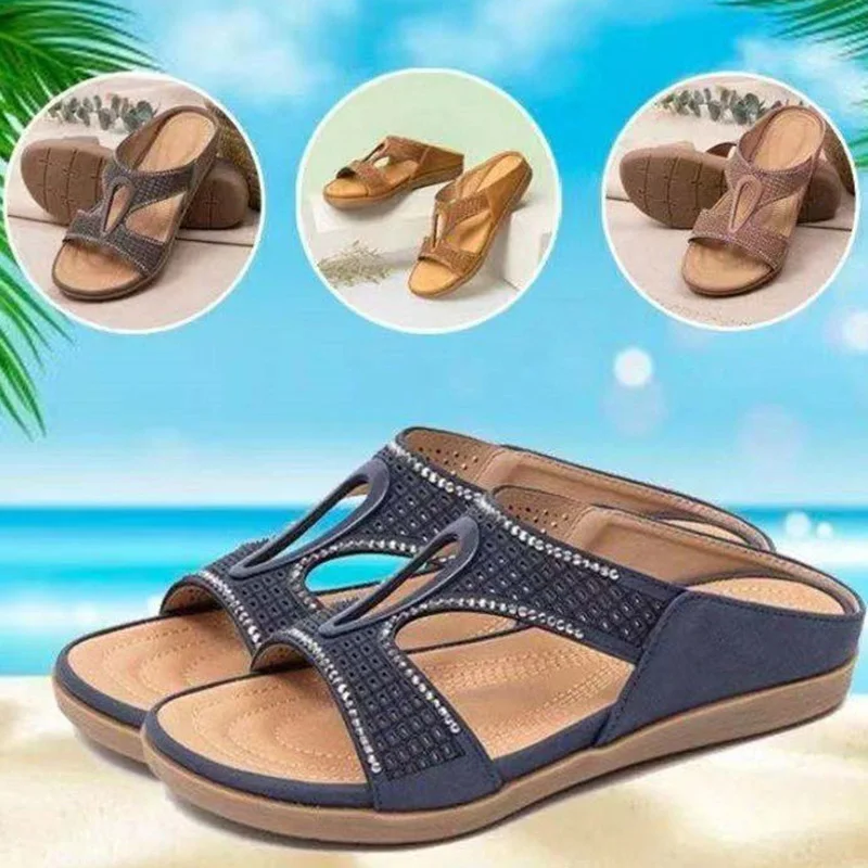 

2022 Summer Sandals Fashion Women Shoes Slip On Open Toe Breathable Ladies Shoe Comfortable Female Slippers Retro Footwear Shoes