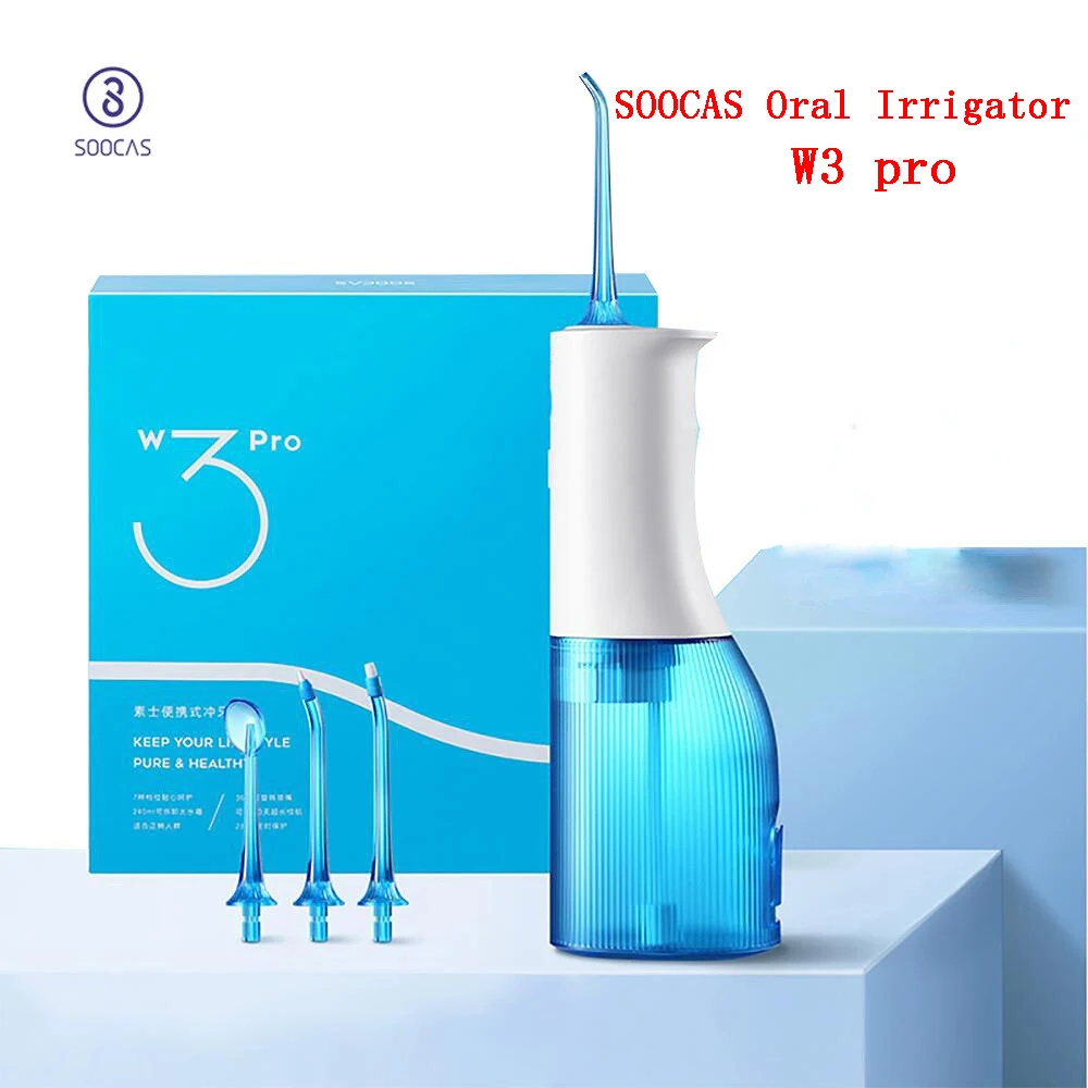 

SOOCAS W3 Pro Water Flosser Teeth 4 Type Nozzle Cleaner Oral Irrigator Type-c Rechargeable Cleaner 7-modes Water Tank Removeable