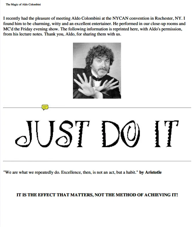 

2022 Just Do It! Lecture Notes by Aldo Columbini - Magic Trick