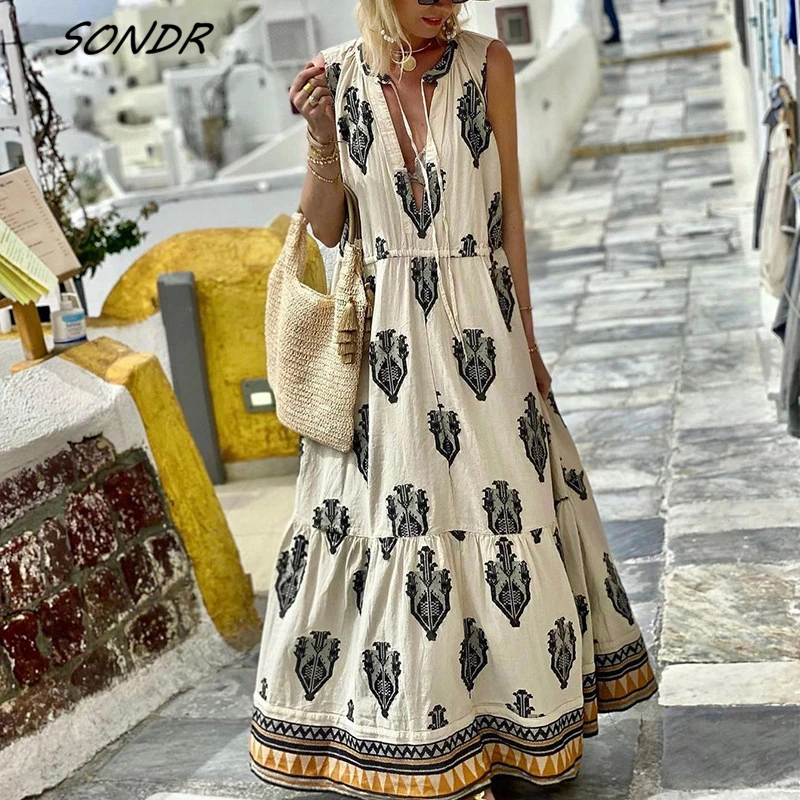 

Летние женские платья макси в стиле бохо, модное лоскутное длинное платье на бретелях с принтом