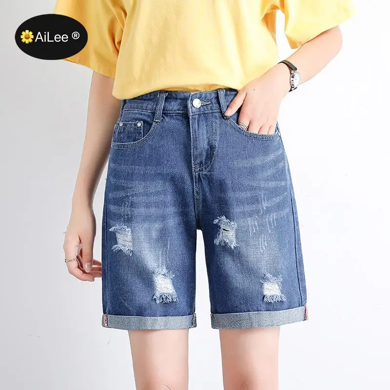 Plus Size Jeans Shorts Women Summer High Waisted Denim Shorts Jeans Women Short 2021 New Femme Push Up Skinny Loose Denim Shorts
