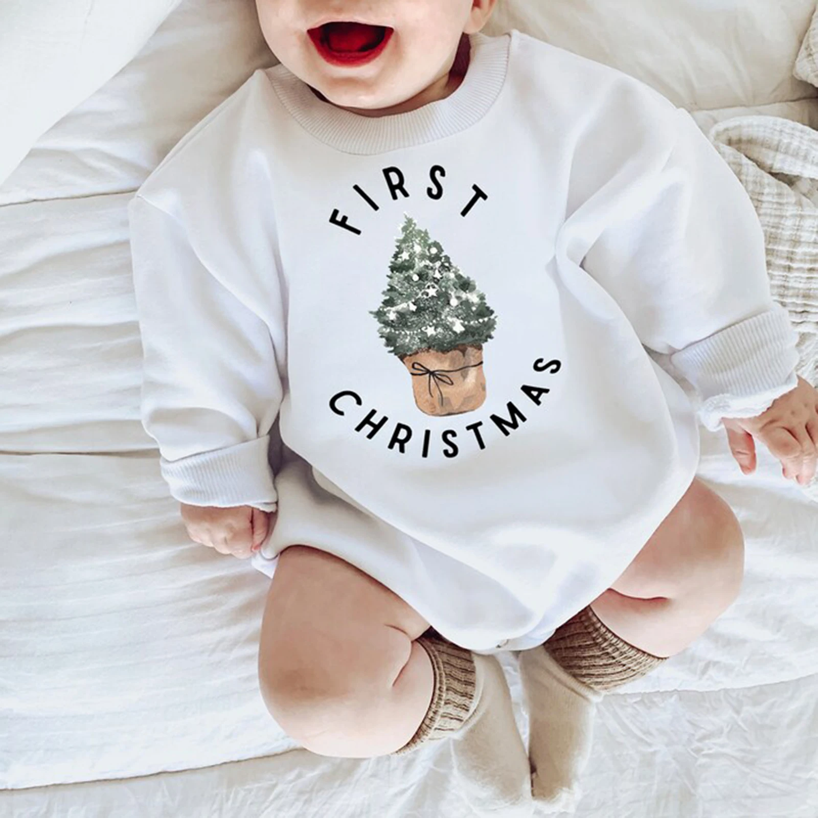 Baby Boy Girls Christmas Outfit Romper Jumpsuit Sweatshirts Playsuit Xmas Pullover Bodysuits Fall Winter Child Clothes
