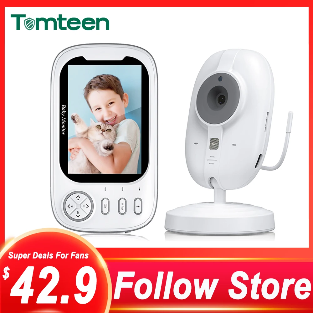 Видеоняня Tomteen беспроводная, 3,5 дюйма, с функцией ночного видения и мониторинга температуры