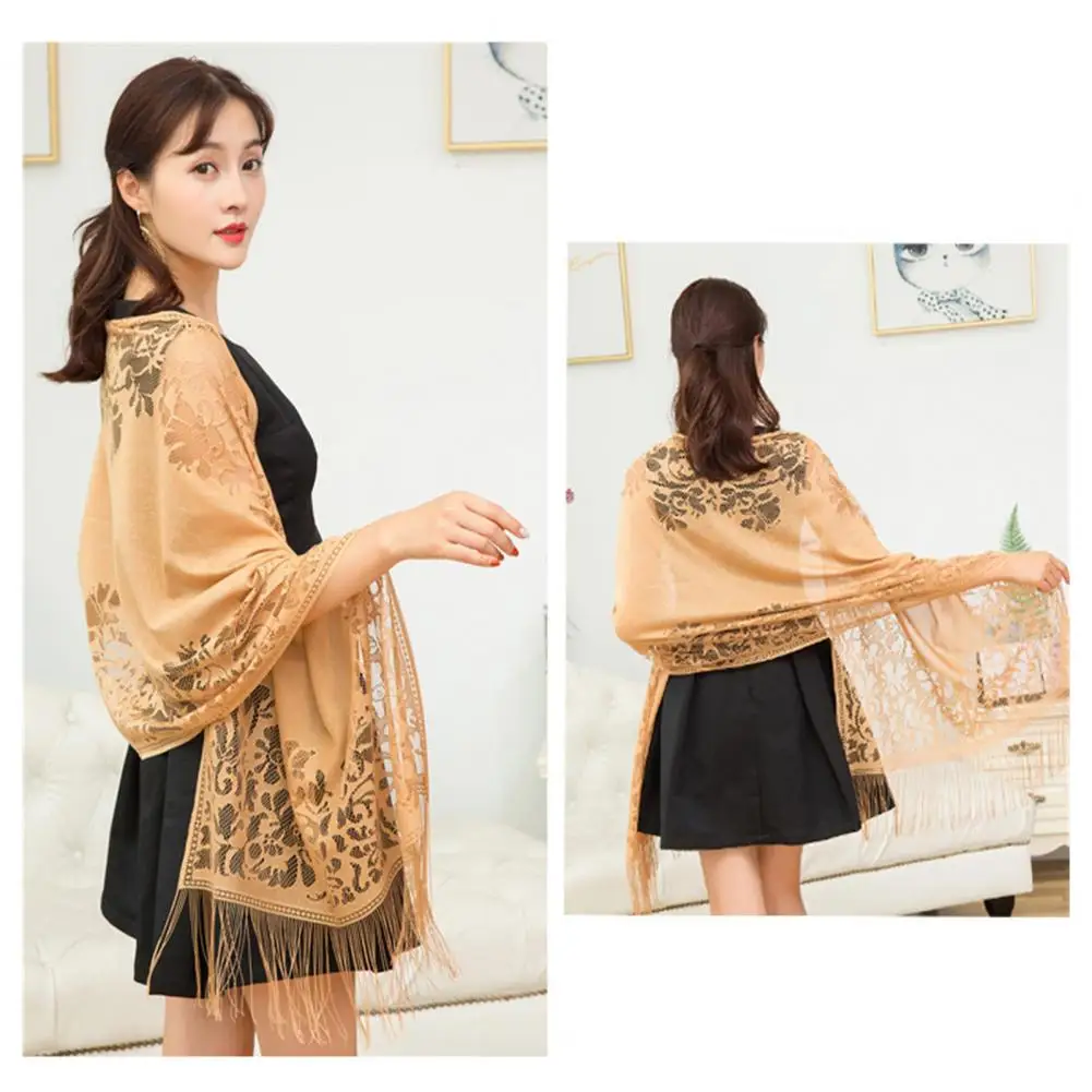 

Gift Fashion Jacquard Hollow Lace Cheongsam Shawl Noble Wedding Shawl Pure Colors for Outdoor
