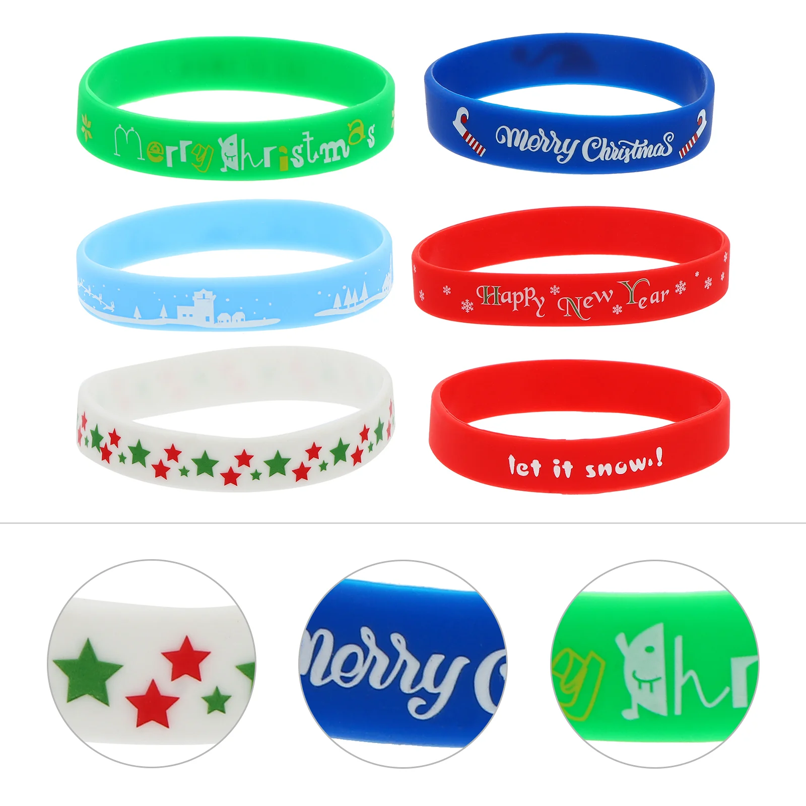 

Christmas Bracelets Kids Jewelry Wristband Holidayrubberfillers Party Band Wrist Snowflakes Bands Slap Merry Gift