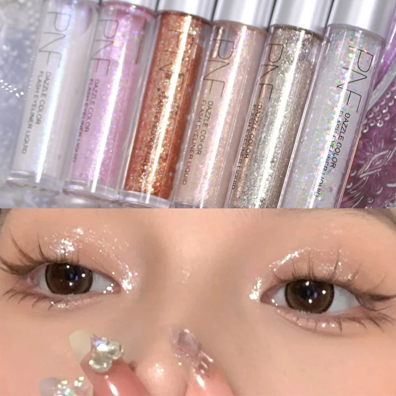 

6 Colors Diamond Eyeshadow Stick Glitter Pearlescent Highlighter Lying Silkworm Brightening Cosmetics Liquid Eyeshadow Sequins