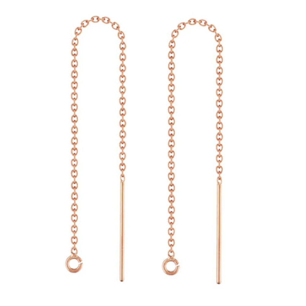 14K Rose Gold Filled Cable Chain Earring Threaders with Open Ring U Shape Ear Threads