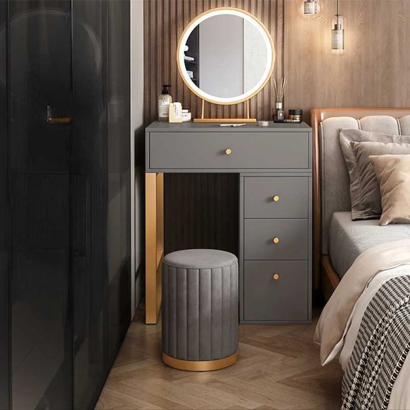 

Dressing Drawer Makeup Accessory Table Container Dressing Mirror Light Luxury Vanity Table Desk Small Apartment Home Furniture