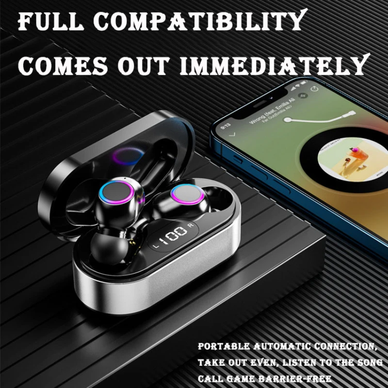 

Wireless Bluetooth F12 TWS Headset Metal Case Sports Headset Touch Noise Cancelling True Wireless Stereo True Wireless Earphone
