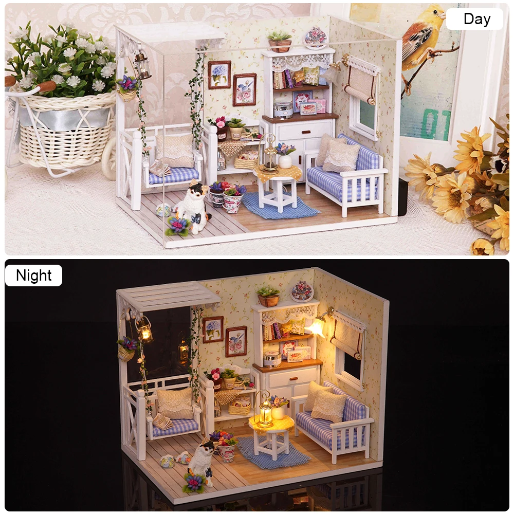 cutebee diy dollhouse kit with furniture led lights diy miniature building little house wooden toys for children adult free global shipping